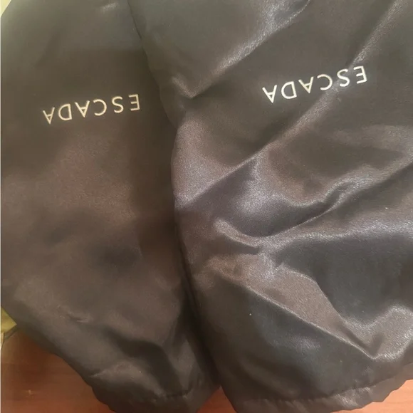 Escada Black and Gold Heels with Rhinestone Bow - Picture 4 of 5